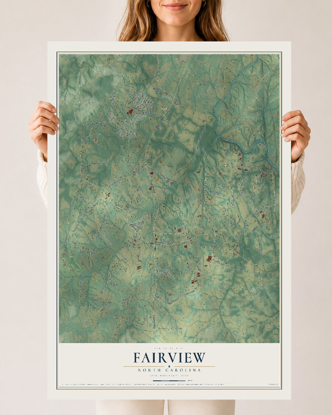 Map of Fairview, North Carolina, 24 x 36 inch unframed archival matte print