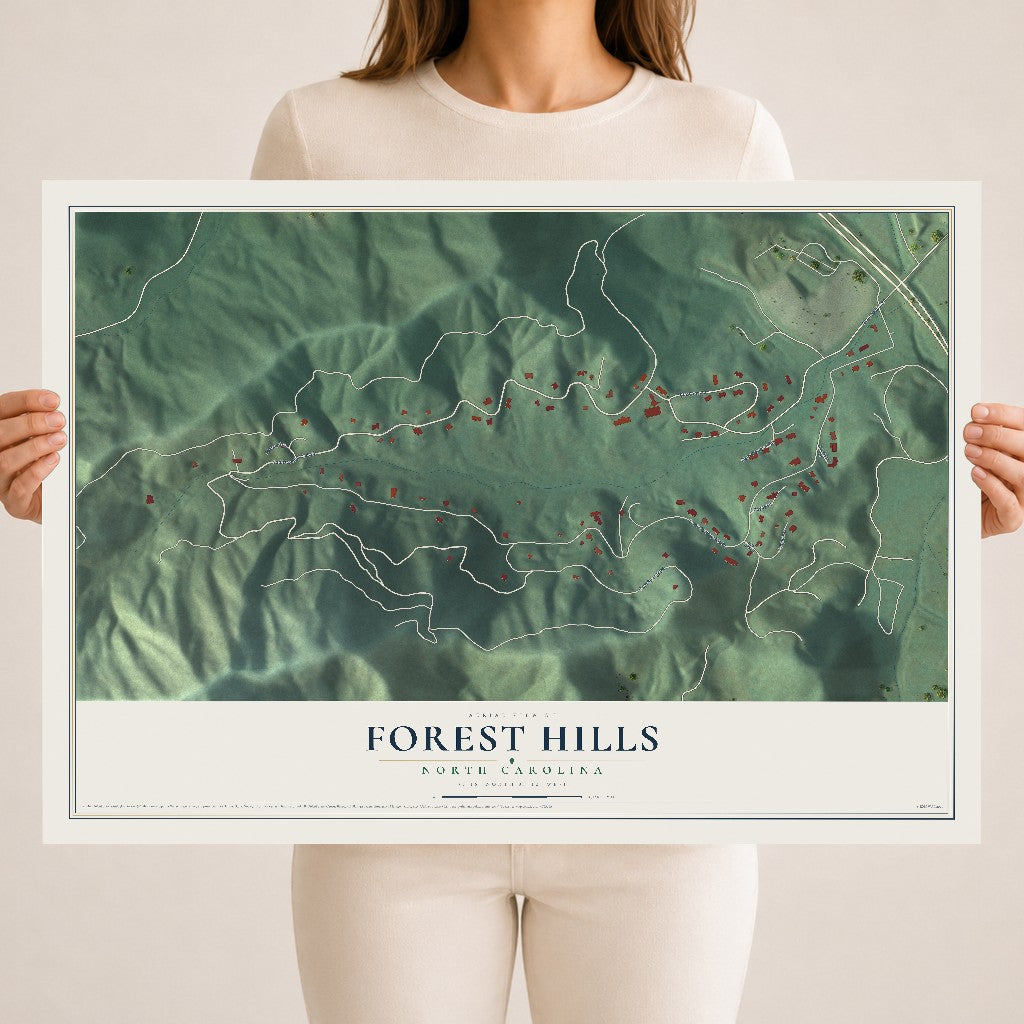 Map of Forest Hills, North Carolina, 18 x 24 inch unframed archival matte print