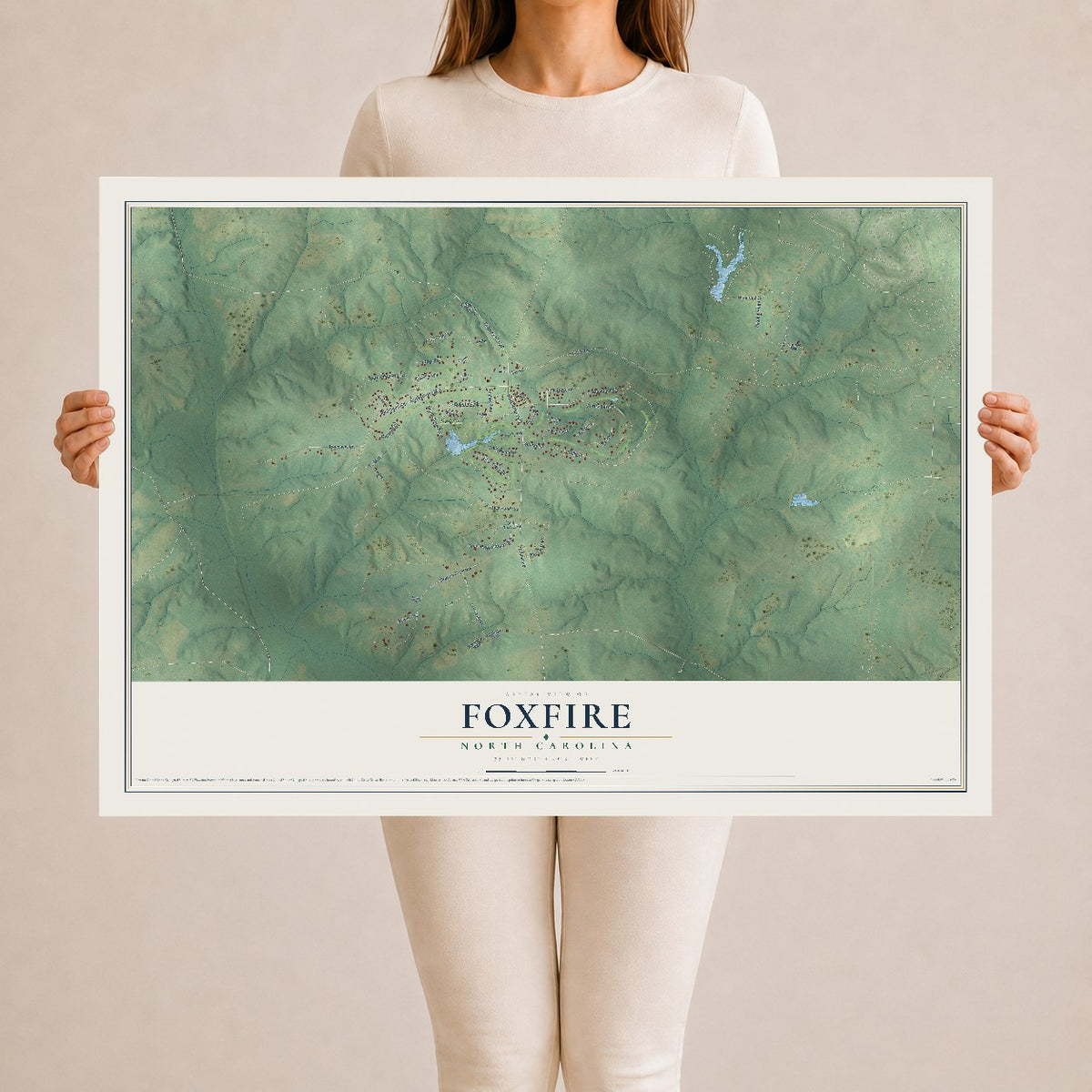 Map of Foxfire, North Carolina, 24 x 36 inch unframed archival matte print