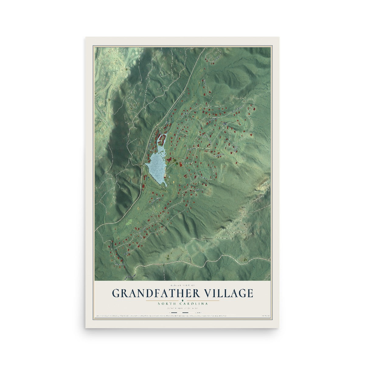 Map of Grandfather Village, North Carolina, 12 x 18 inch unframed archival matte print