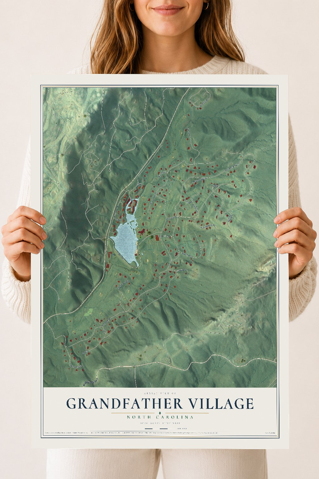 Map of Grandfather Village, North Carolina, 18 x 24 inch unframed archival matte print