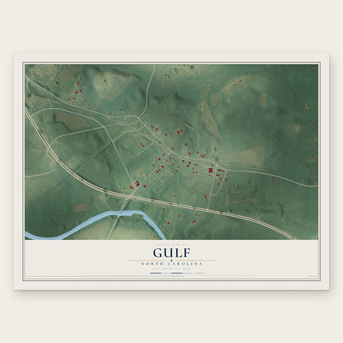 Gulf, North Carolina map print, the full design