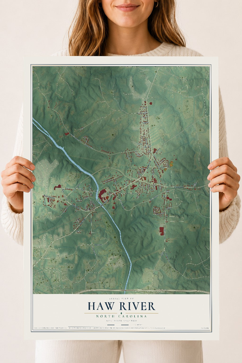 Map of Haw River, North Carolina, 18 x 24 inch unframed archival matte print