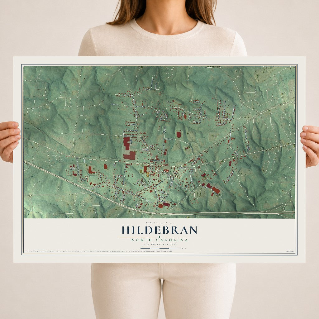 Map of Hildebran, North Carolina, 18 x 24 inch unframed archival matte print