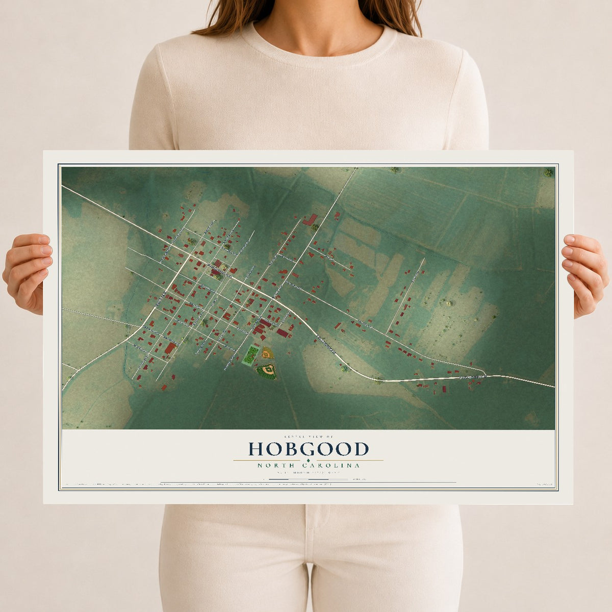 Map of Hobgood, North Carolina, 12 x 18 inch unframed archival matte print