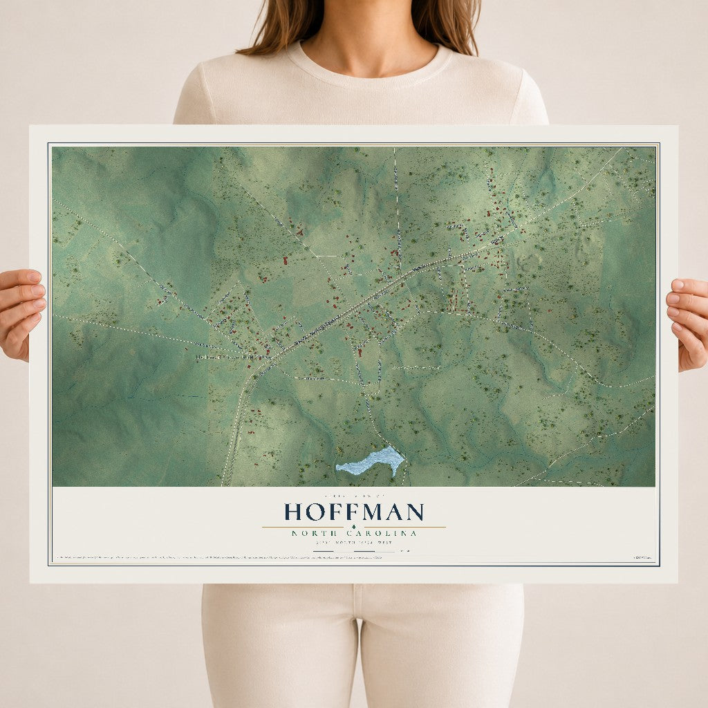 Map of Hoffman, North Carolina, 18 x 24 inch unframed archival matte print
