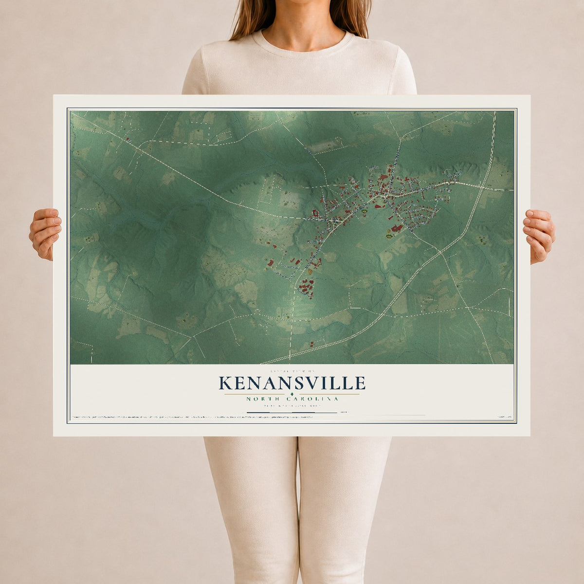 Map of Kenansville, North Carolina, 24 x 36 inch unframed archival matte print