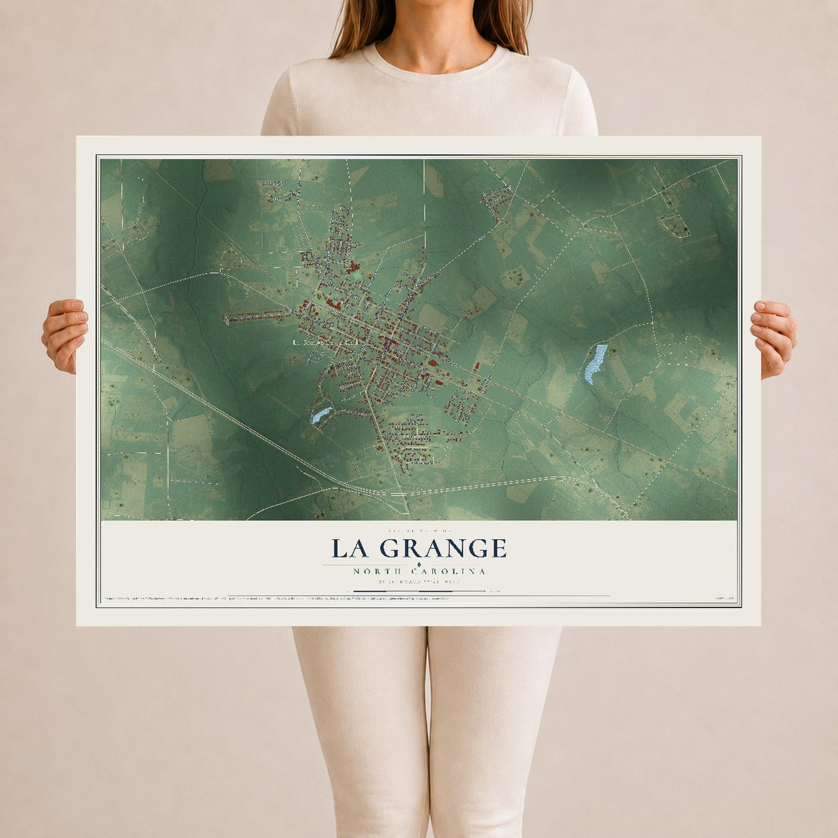 Map of La Grange, North Carolina, 24 x 36 inch unframed archival matte print