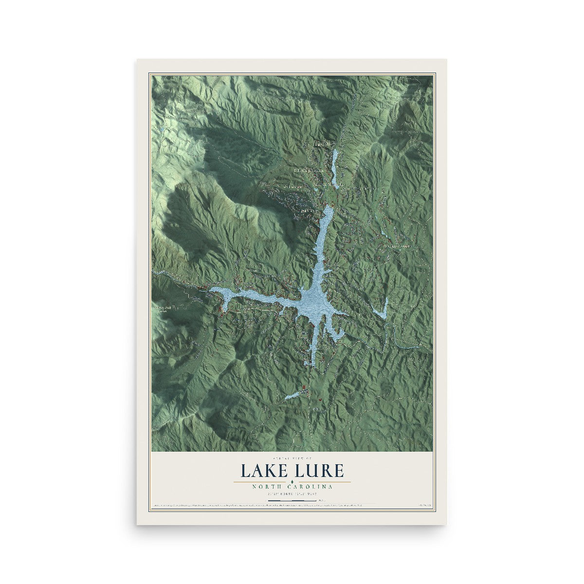 Map of Lake Lure, North Carolina, 12 x 18 inch unframed archival matte print
