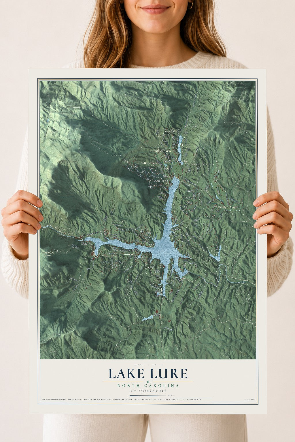 Map of Lake Lure, North Carolina, 18 x 24 inch unframed archival matte print