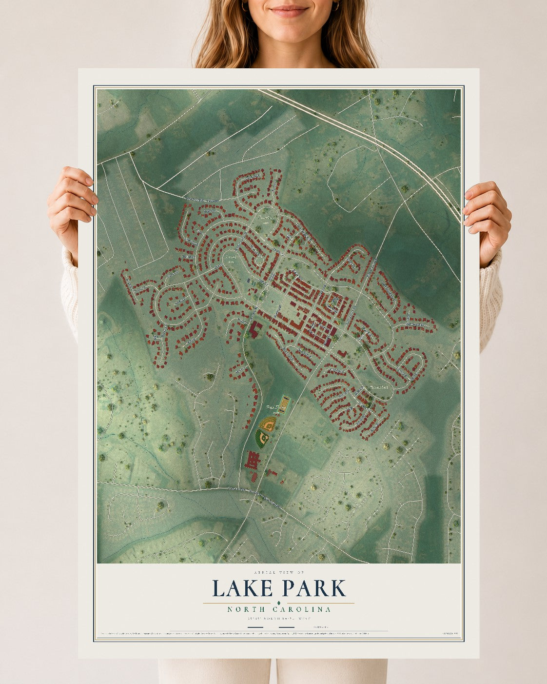 Map of Lake Park, North Carolina, 24 x 36 inch unframed archival matte print
