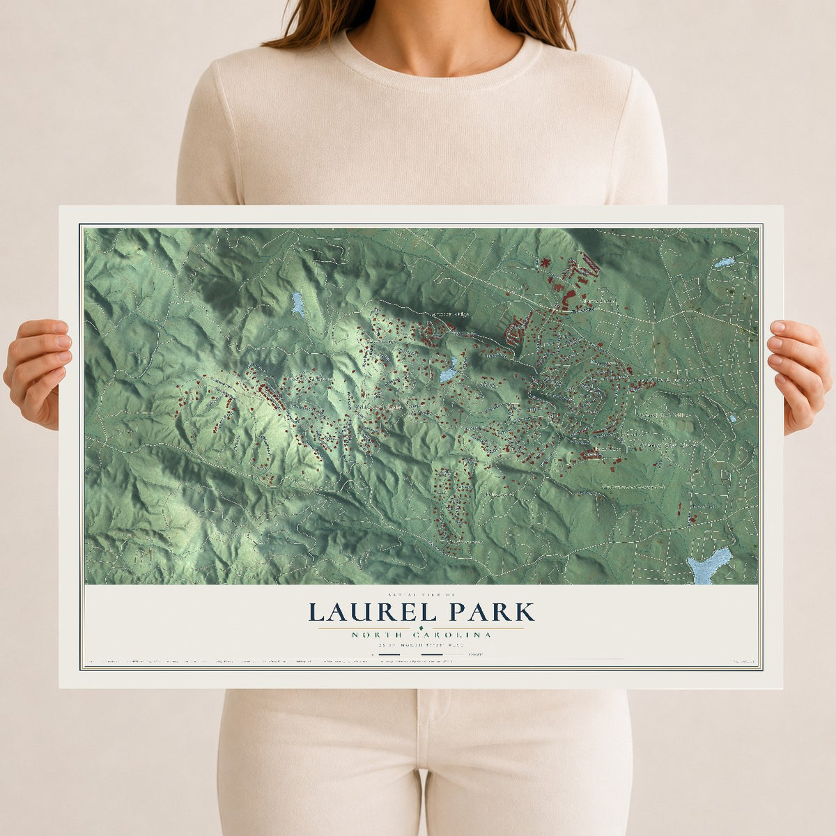 Map of Laurel Park, North Carolina, 12 x 18 inch unframed archival matte print