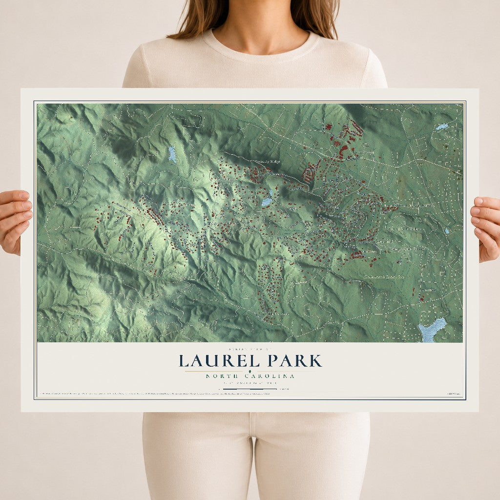 Map of Laurel Park, North Carolina, 18 x 24 inch unframed archival matte print