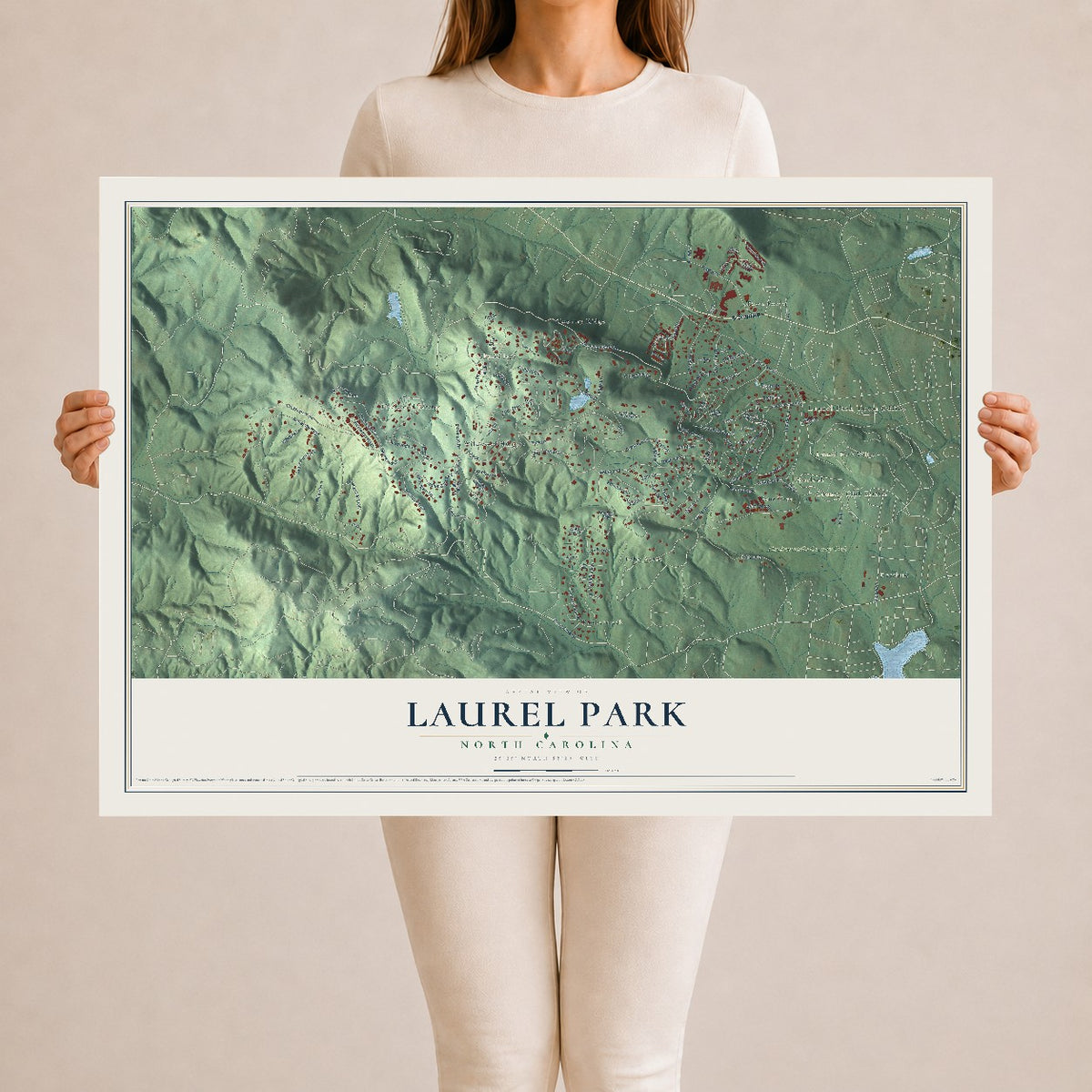 Map of Laurel Park, North Carolina, 24 x 36 inch unframed archival matte print