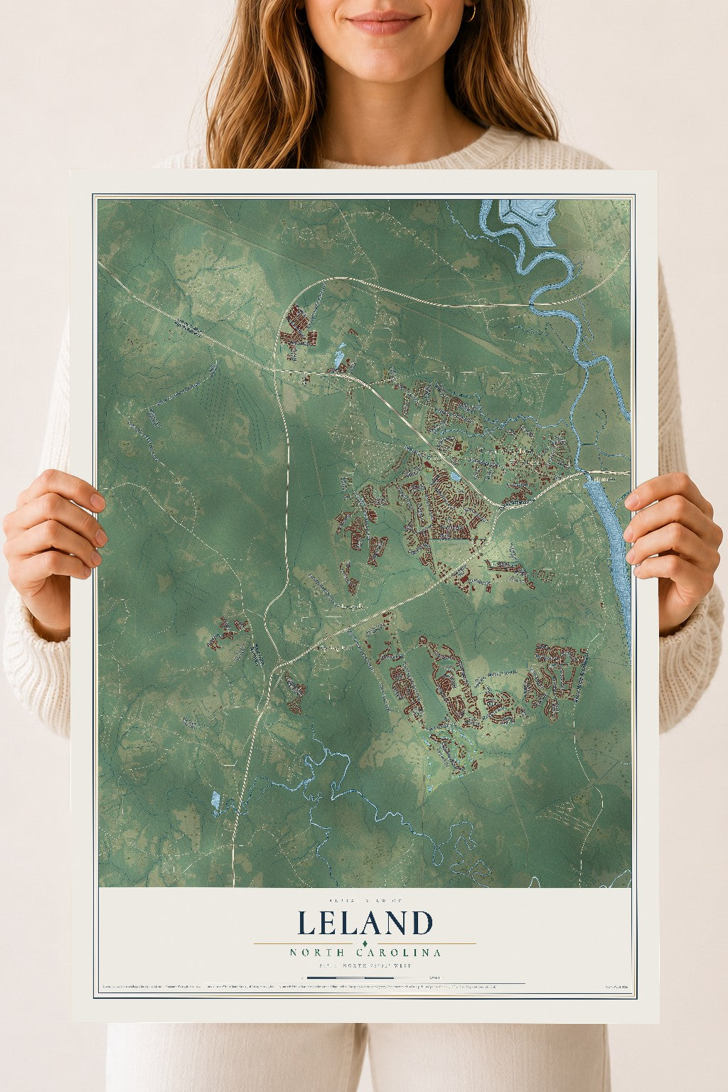 Map of Leland, North Carolina, 18 x 24 inch unframed archival matte print