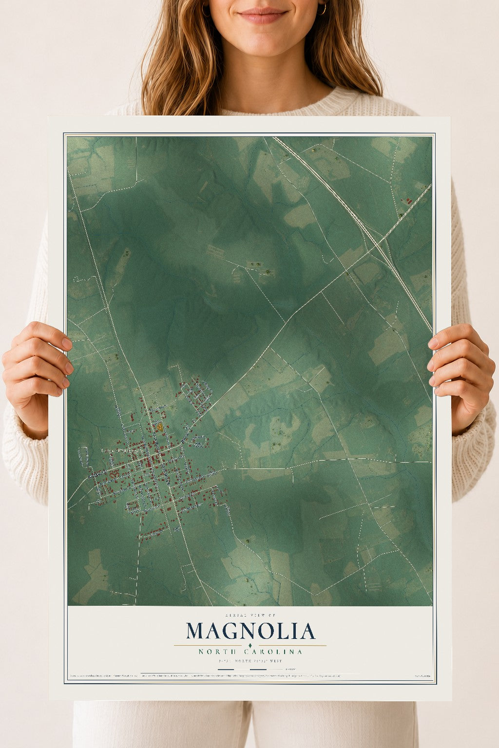 Map of Magnolia, North Carolina, 18 x 24 inch unframed archival matte print