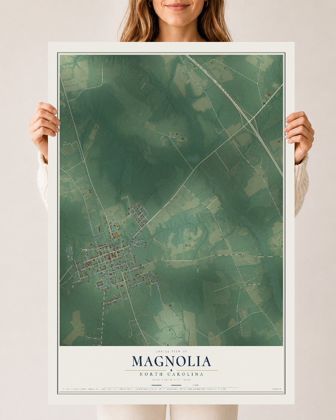 Map of Magnolia, North Carolina, 24 x 36 inch unframed archival matte print