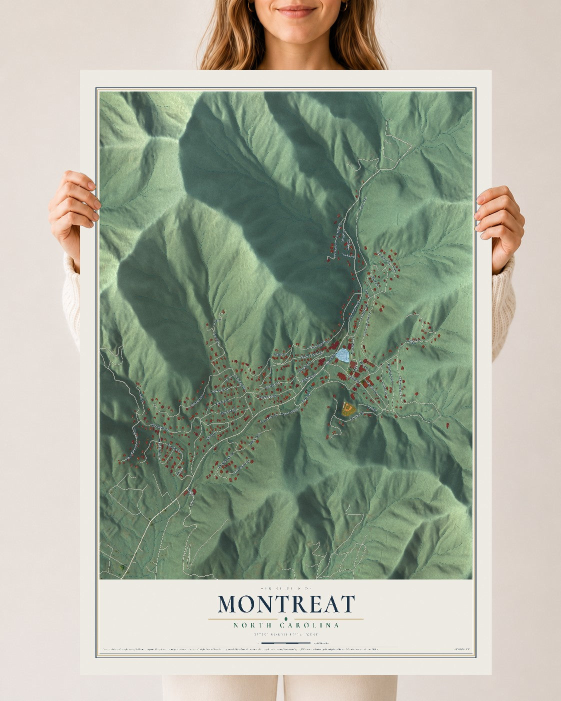 Map of Montreat, North Carolina, 24 x 36 inch unframed archival matte print