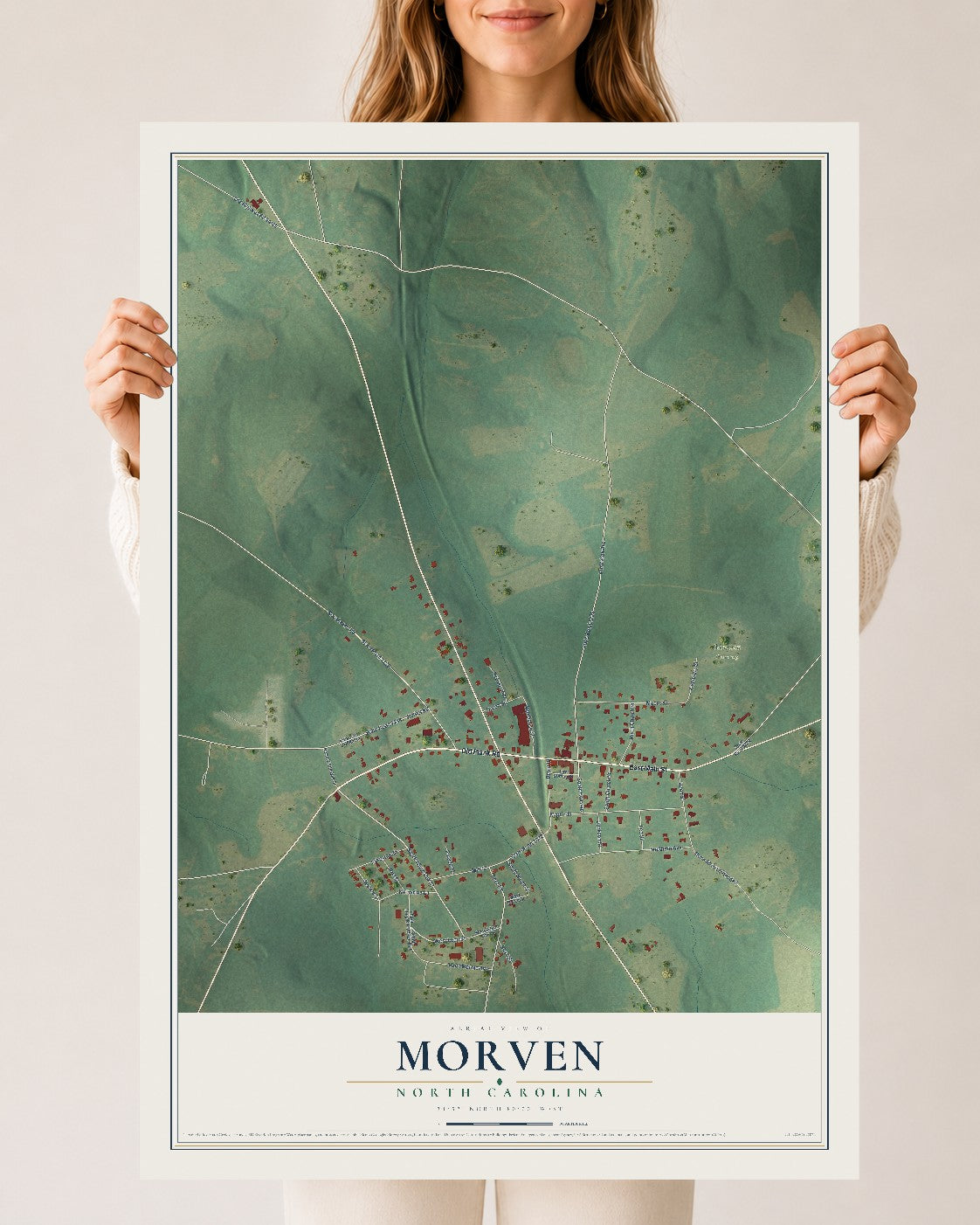 Map of Morven, North Carolina, 24 x 36 inch unframed archival matte print