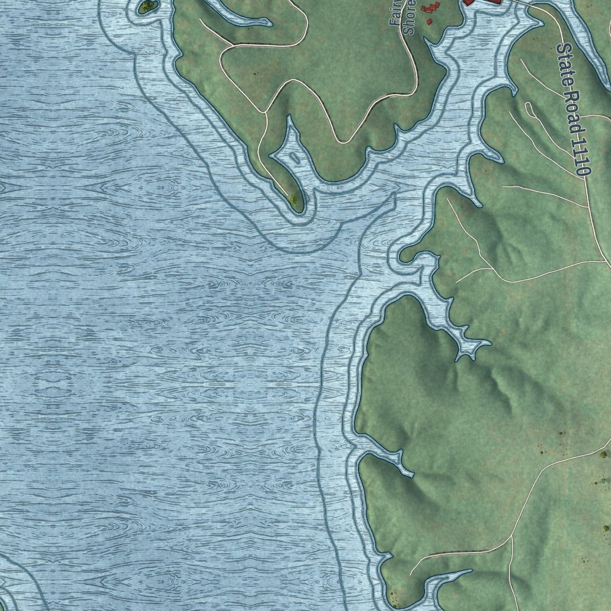 Second close-up of the map of Mount Gilead, North Carolina print showing more streets and buildings