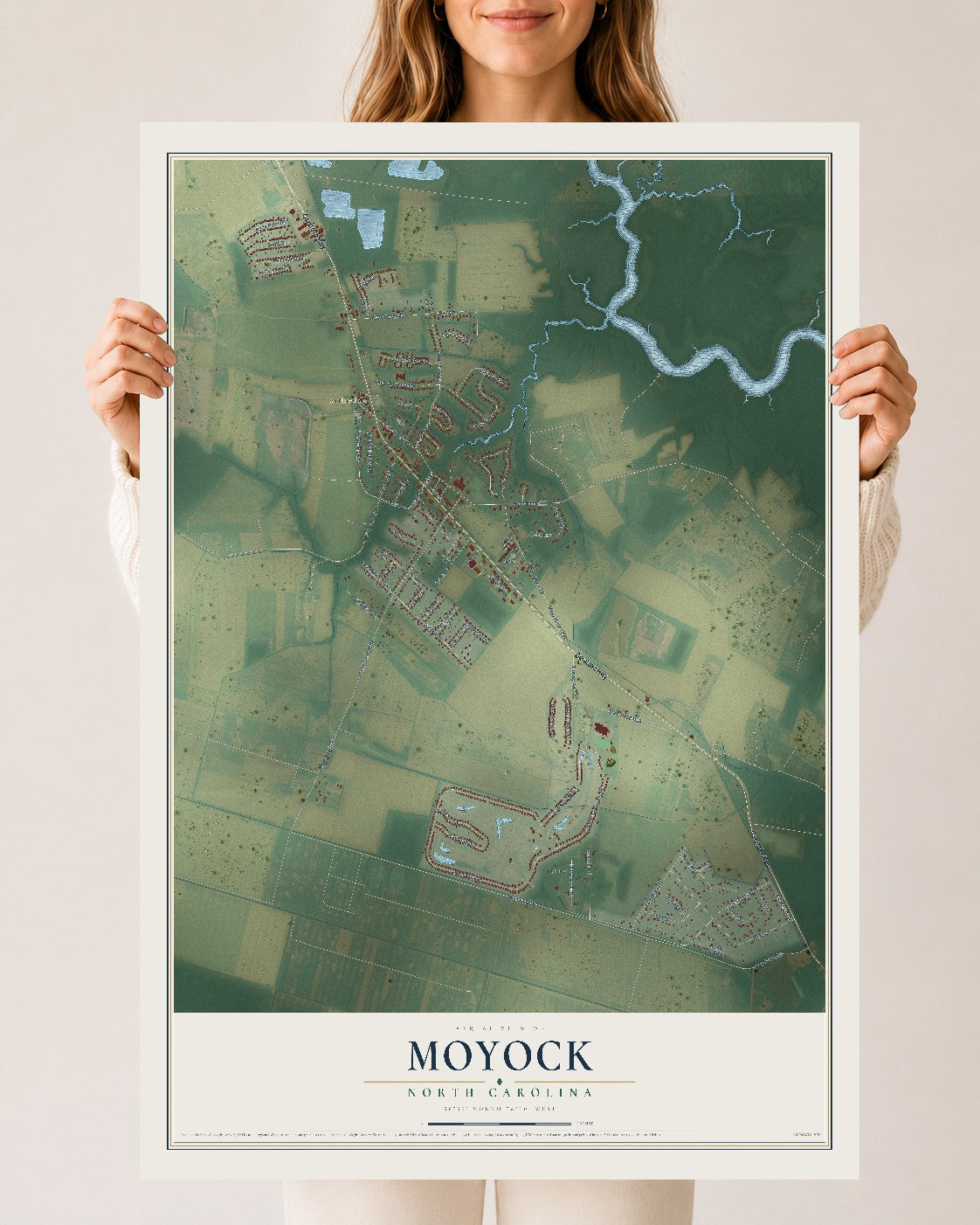 Map of Moyock, North Carolina, 24 x 36 inch unframed archival matte print