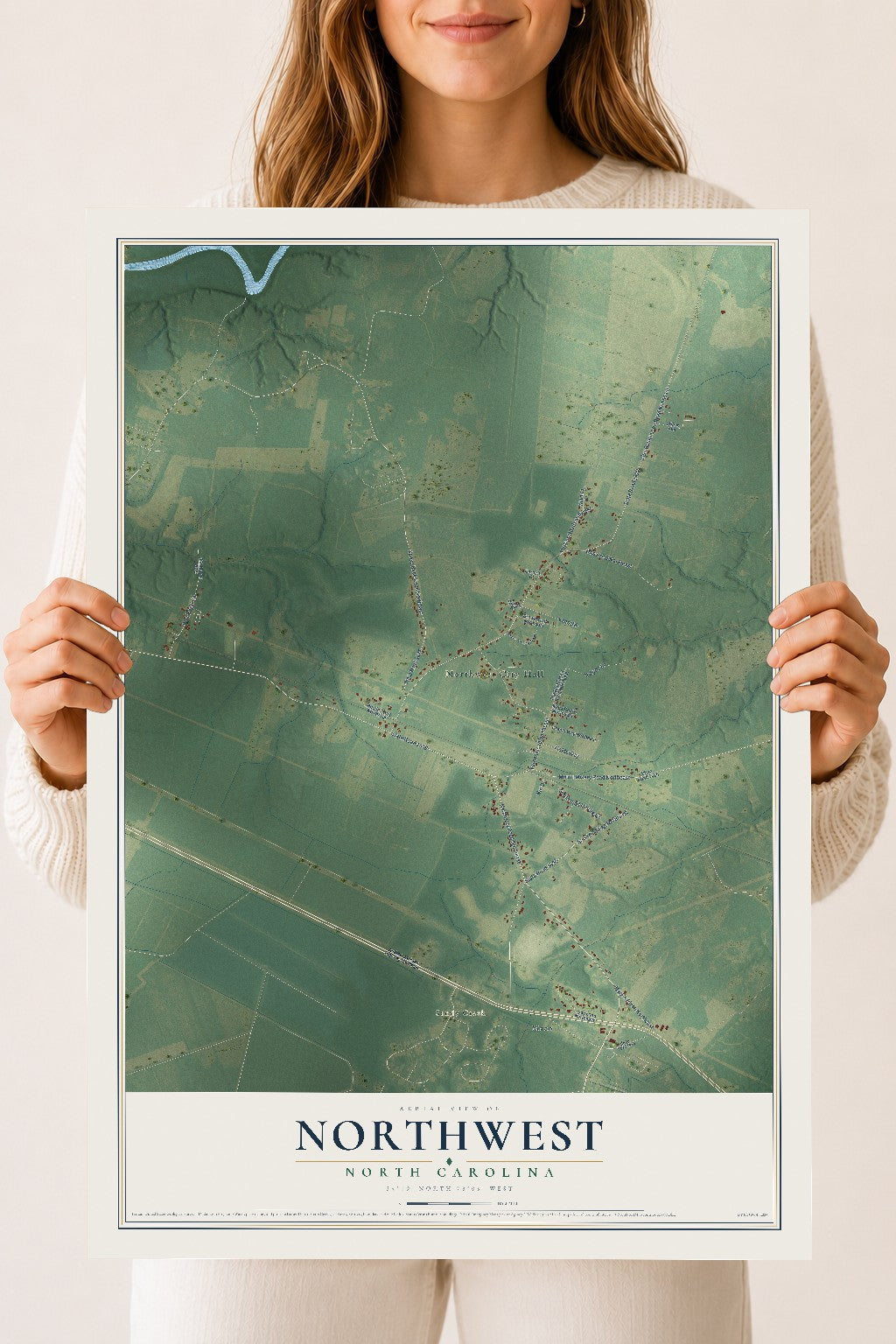 Map of Northwest, North Carolina, 18 x 24 inch unframed archival matte print