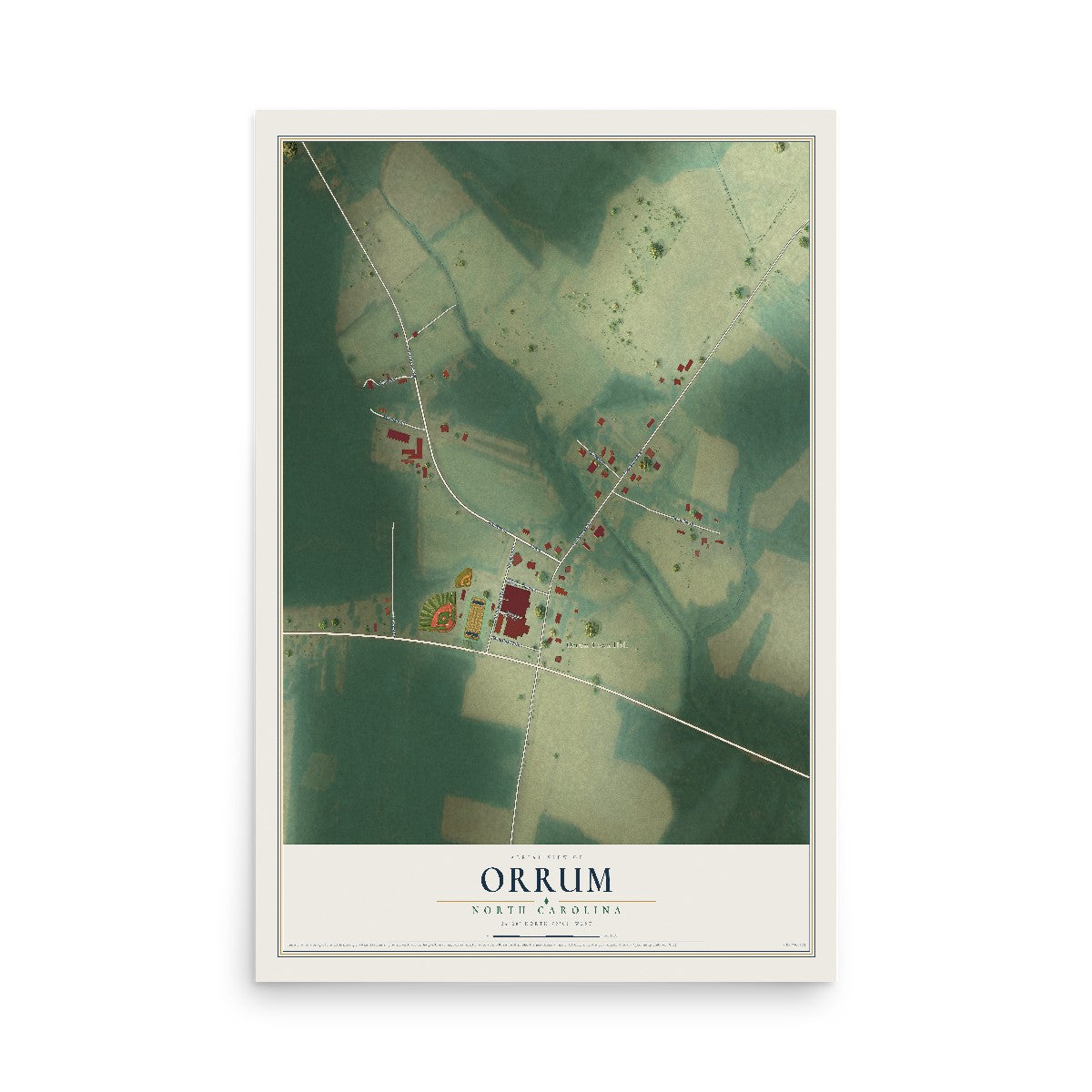 Map of Orrum, North Carolina, 12 x 18 inch unframed archival matte print