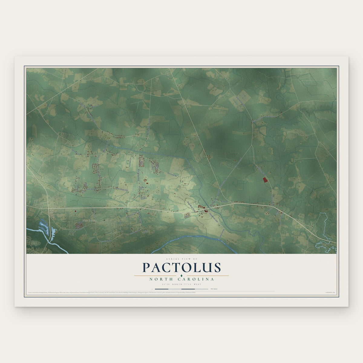 Pactolus, North Carolina map print, the full design