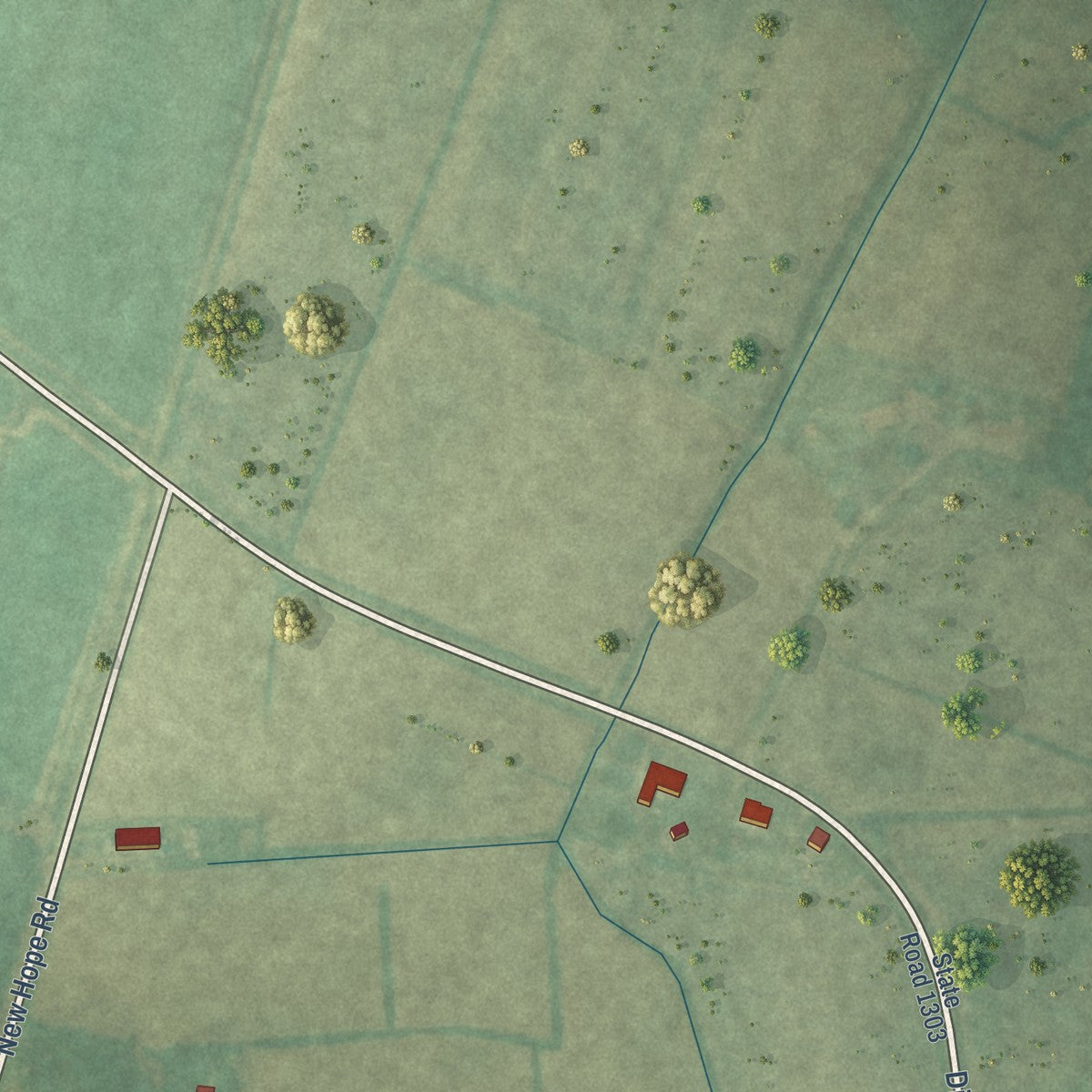 Second close-up of the map of Parmele, North Carolina print showing more streets and buildings