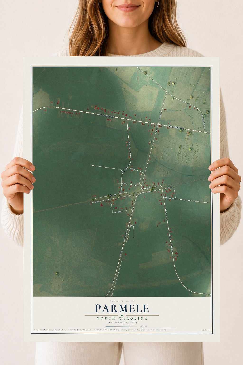 Map of Parmele, North Carolina, 18 x 24 inch unframed archival matte print
