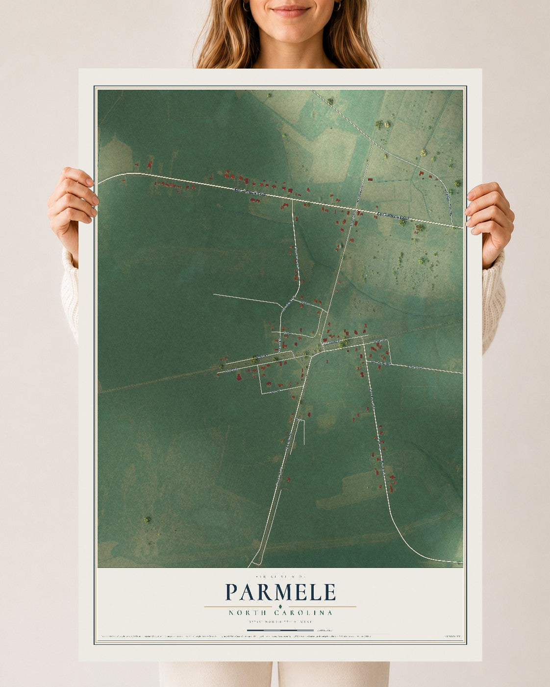Map of Parmele, North Carolina, 24 x 36 inch unframed archival matte print