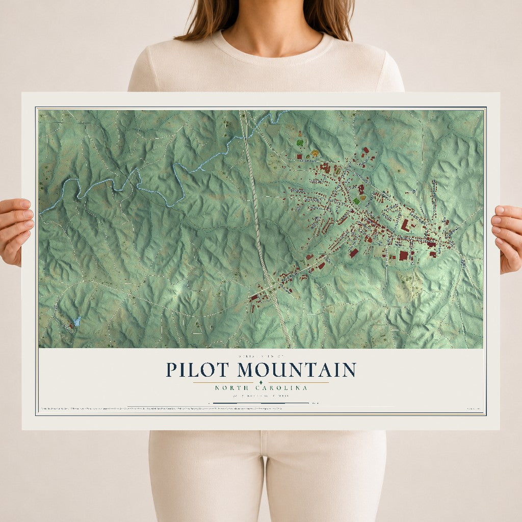 Map of Pilot Mountain, North Carolina, 18 x 24 inch unframed archival matte print