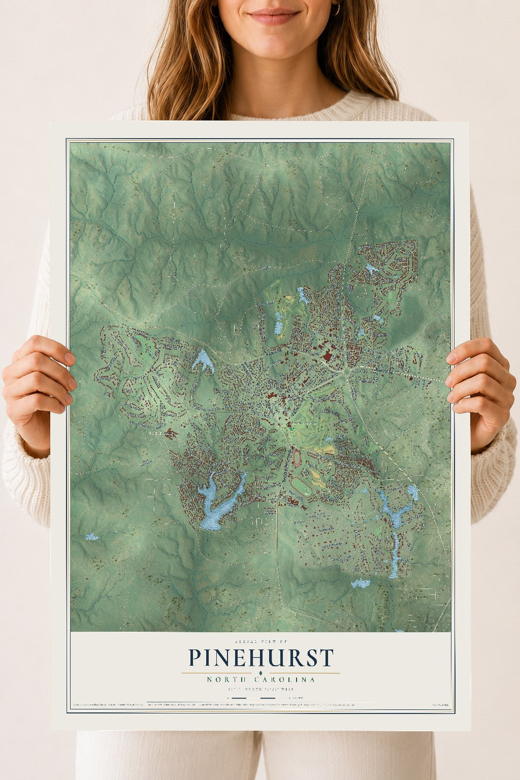 Map of Pinehurst, North Carolina, 18 x 24 inch unframed archival matte print