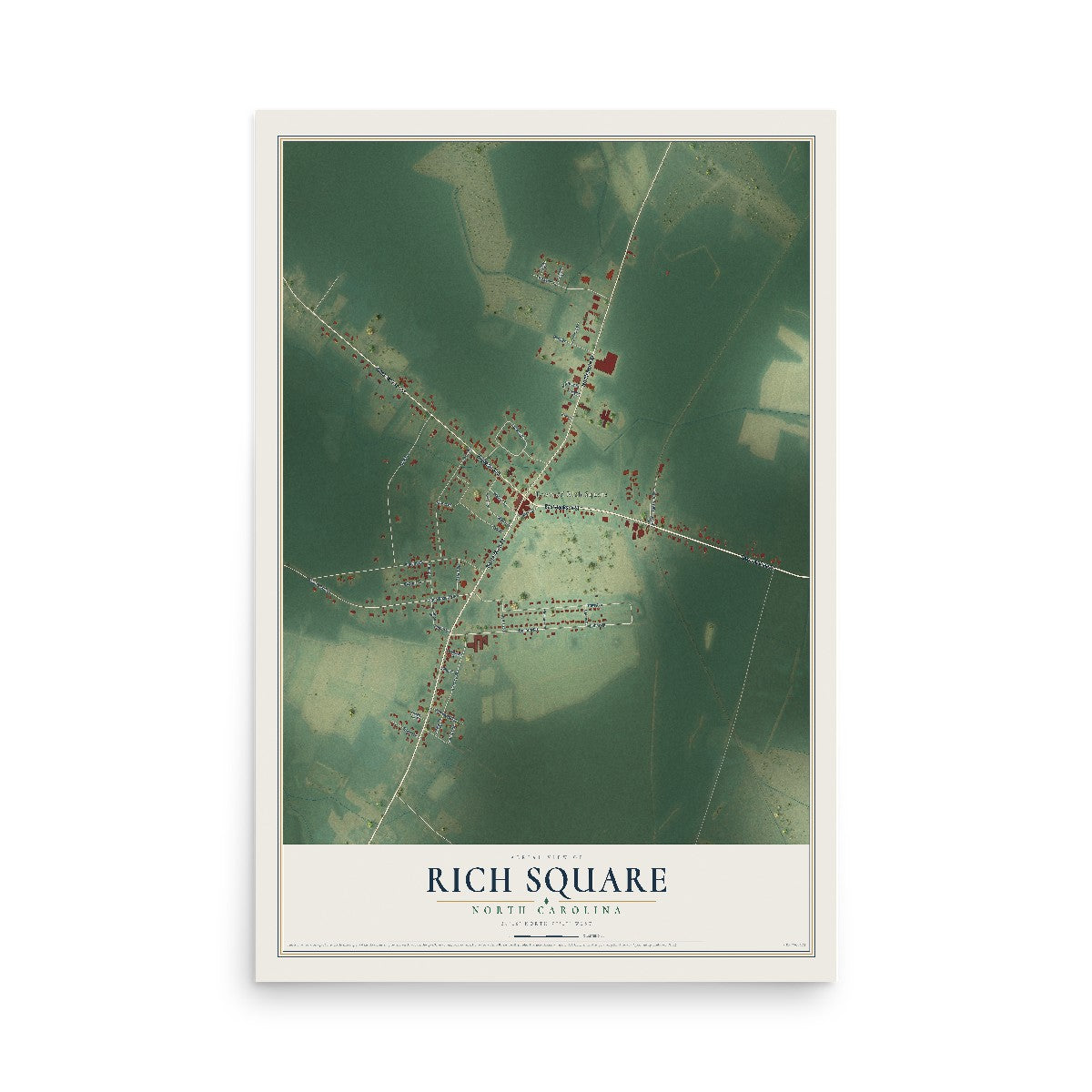 Map of Rich Square, North Carolina, 12 x 18 inch unframed archival matte print