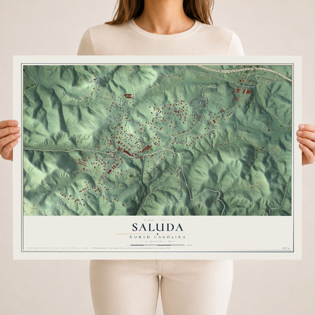 Map of Saluda, North Carolina, 18 x 24 inch unframed archival matte print