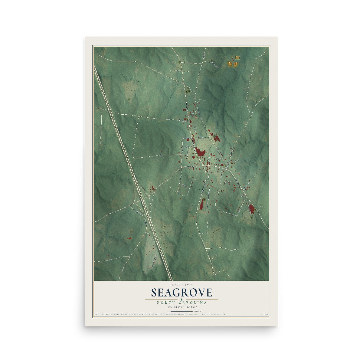 Map of Seagrove, North Carolina, 12 x 18 inch unframed archival matte print