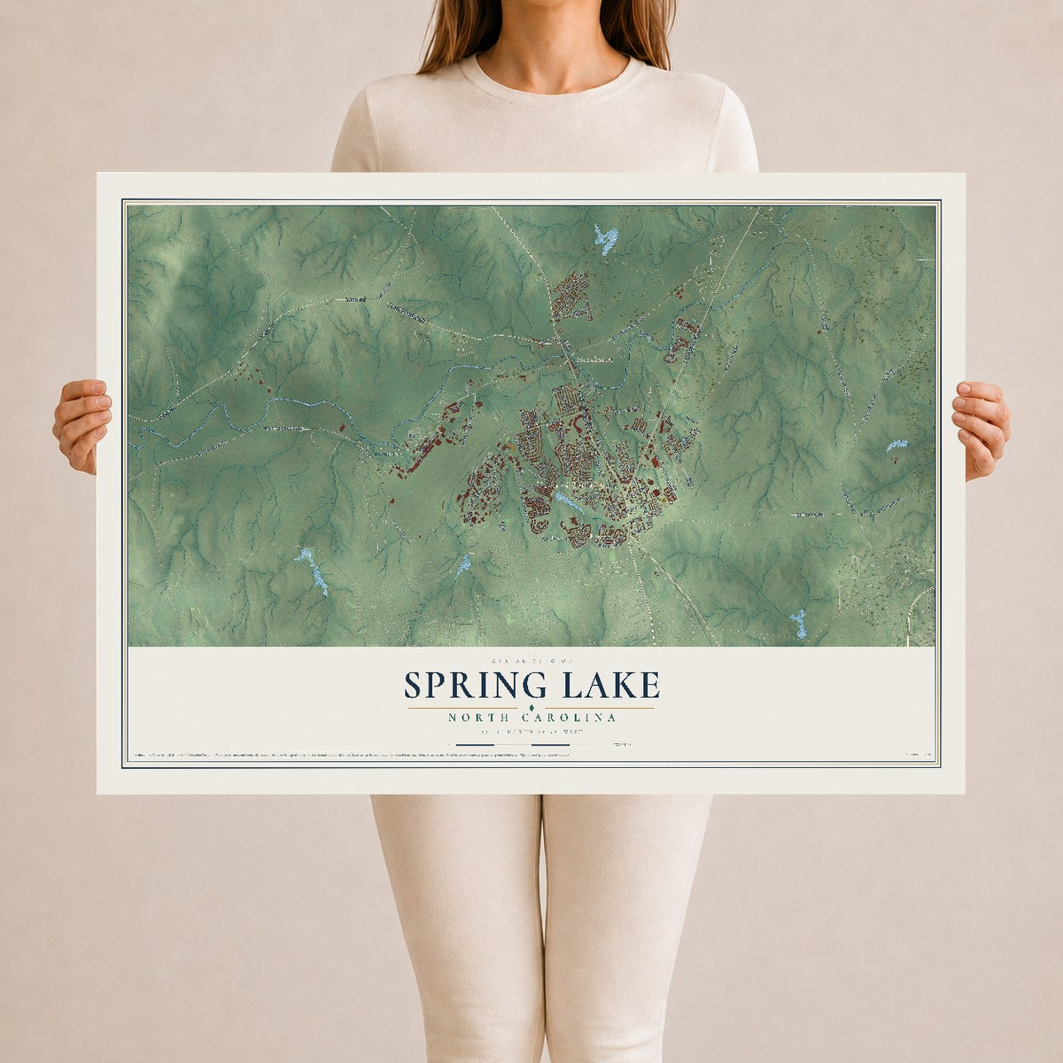 Map of Spring Lake, North Carolina, 24 x 36 inch unframed archival matte print