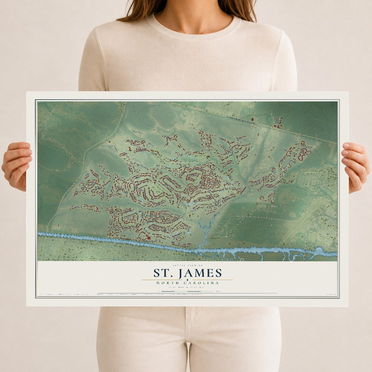Map of St. James, North Carolina, 12 x 18 inch unframed archival matte print