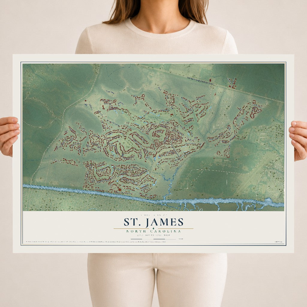 Map of St. James, North Carolina, 18 x 24 inch unframed archival matte print
