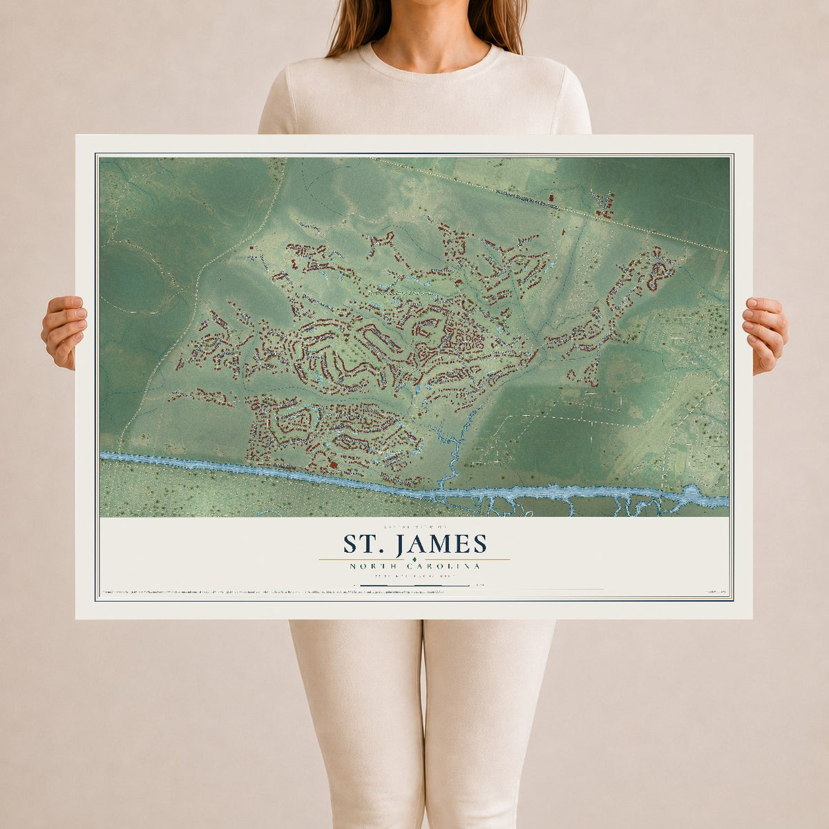 Map of St. James, North Carolina, 24 x 36 inch unframed archival matte print