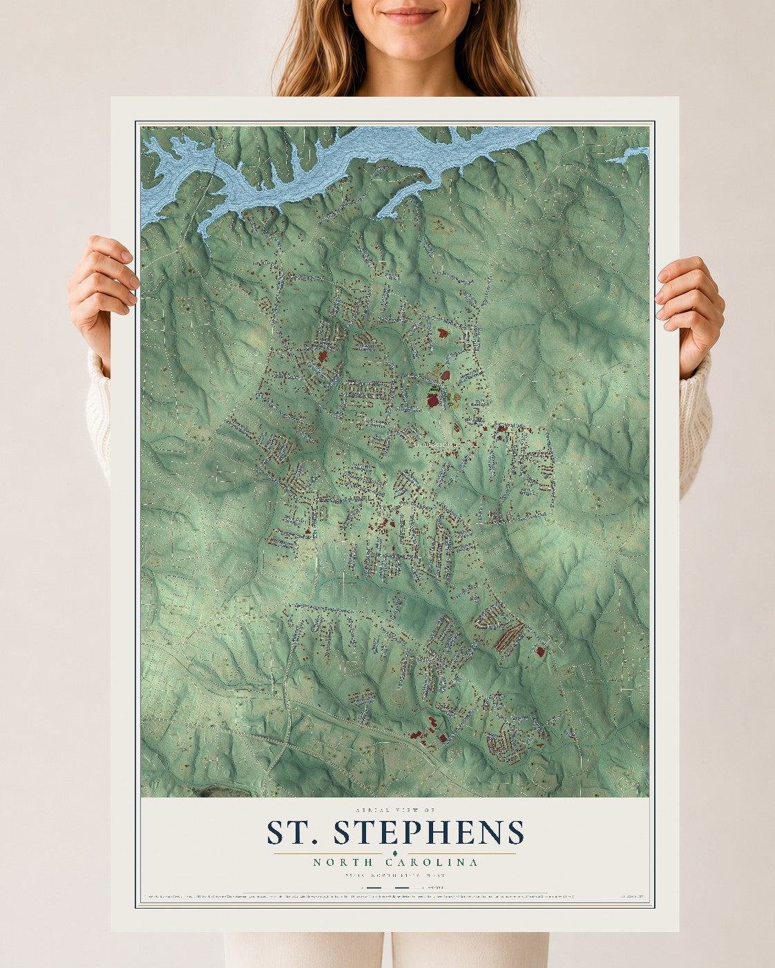 Map of St. Stephens, North Carolina, 24 x 36 inch unframed archival matte print
