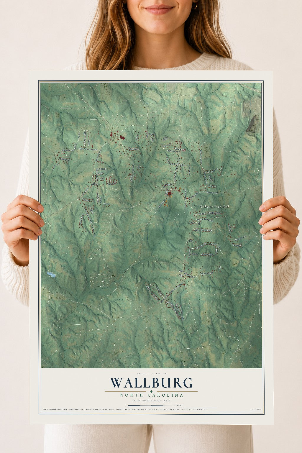 Map of Wallburg, North Carolina, 18 x 24 inch unframed archival matte print