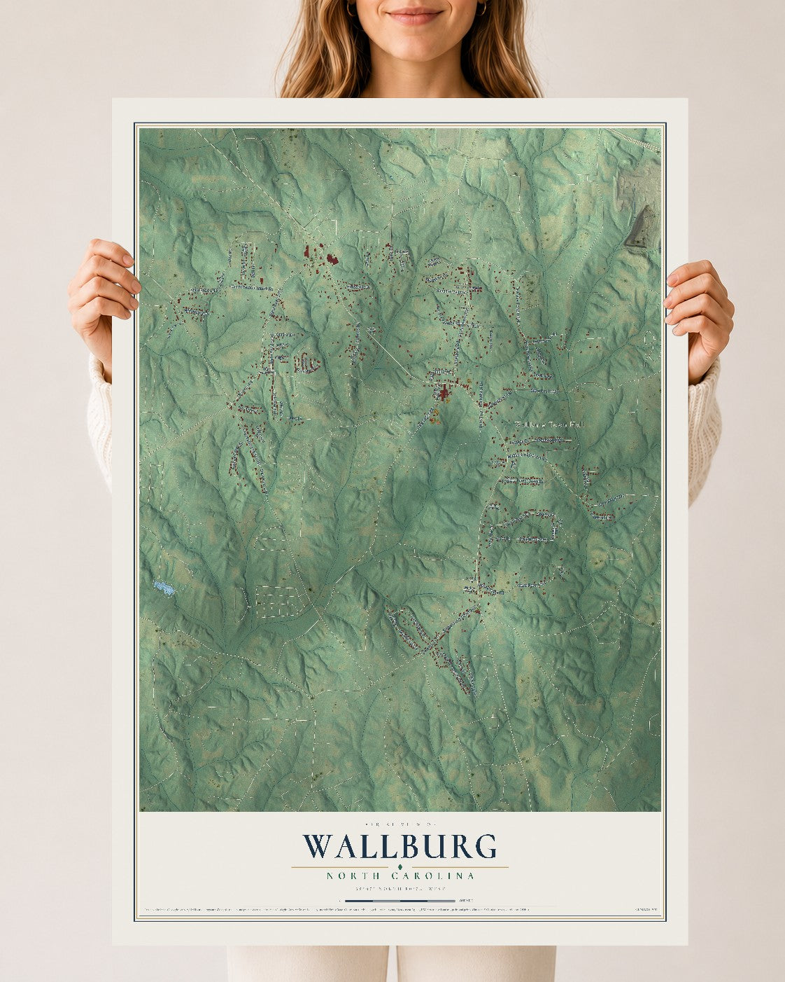 Map of Wallburg, North Carolina, 24 x 36 inch unframed archival matte print