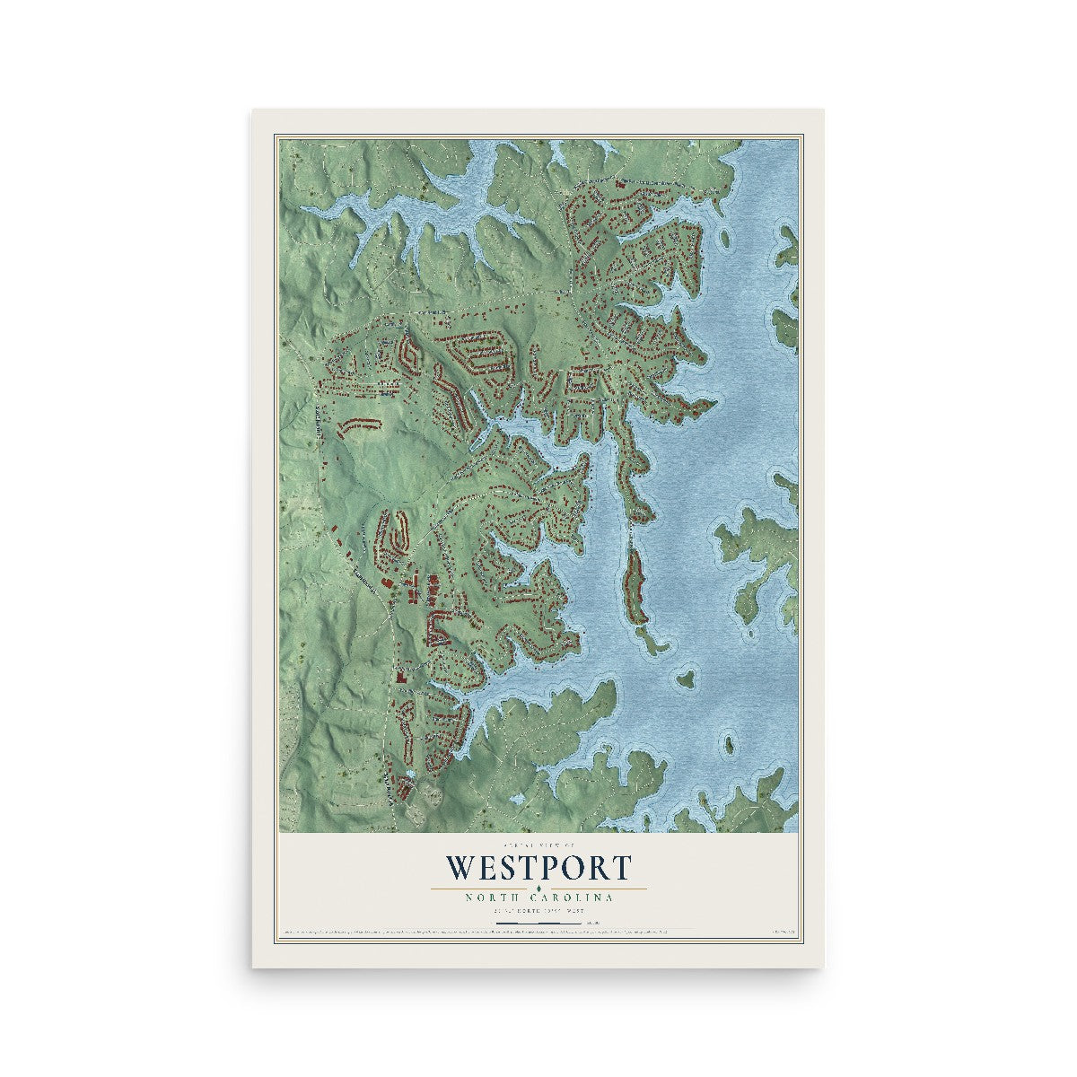 Map of Westport, North Carolina, 12 x 18 inch unframed archival matte print