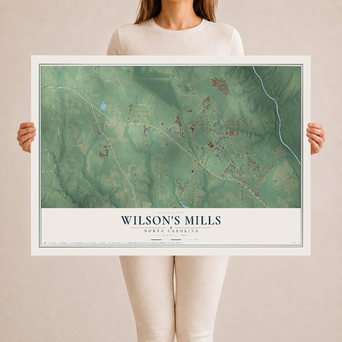 Map of Wilson's Mills, North Carolina, 24 x 36 inch unframed archival matte print