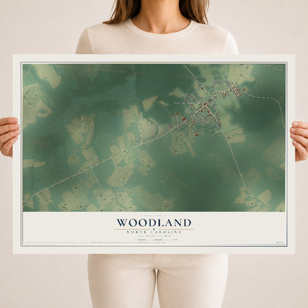 Map of Woodland, North Carolina, 18 x 24 inch unframed archival matte print