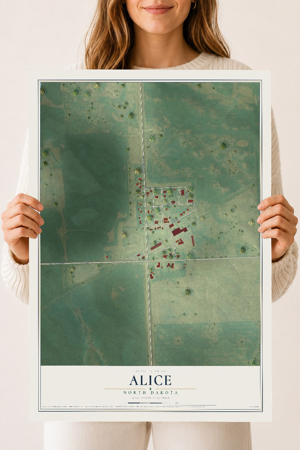 Map of Alice, North Dakota, 18 x 24 inch unframed archival matte print