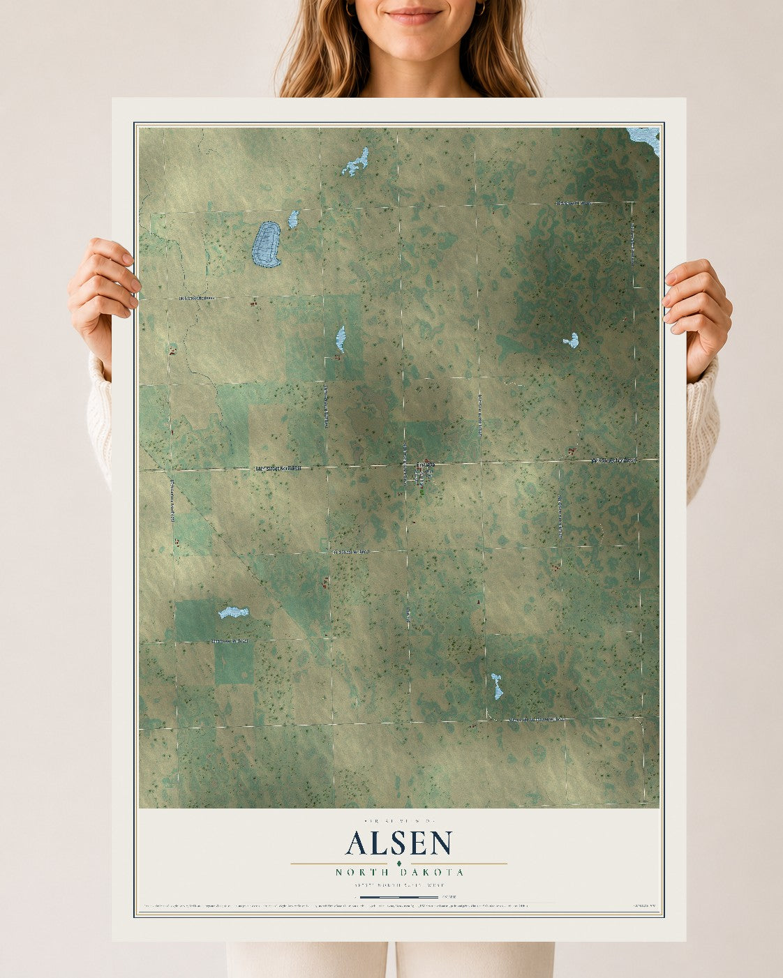 Map of Alsen, North Dakota, 24 x 36 inch unframed archival matte print