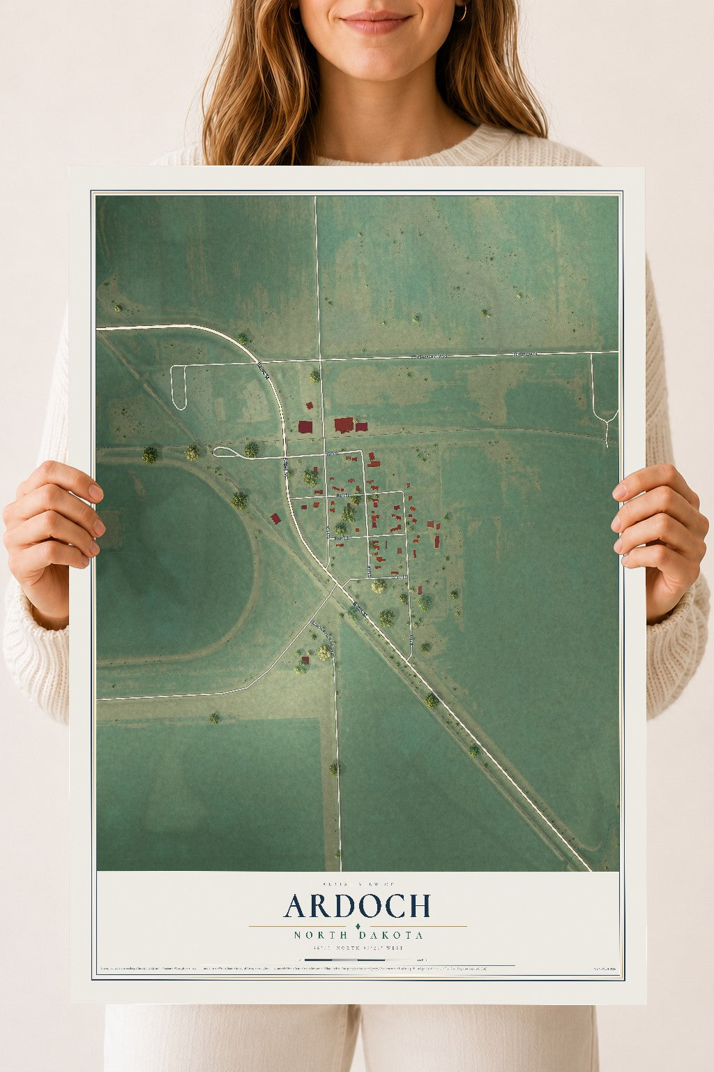 Map of Ardoch, North Dakota, 18 x 24 inch unframed archival matte print
