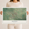 Map of Belfield, North Dakota, 12 x 18 inch unframed archival matte print